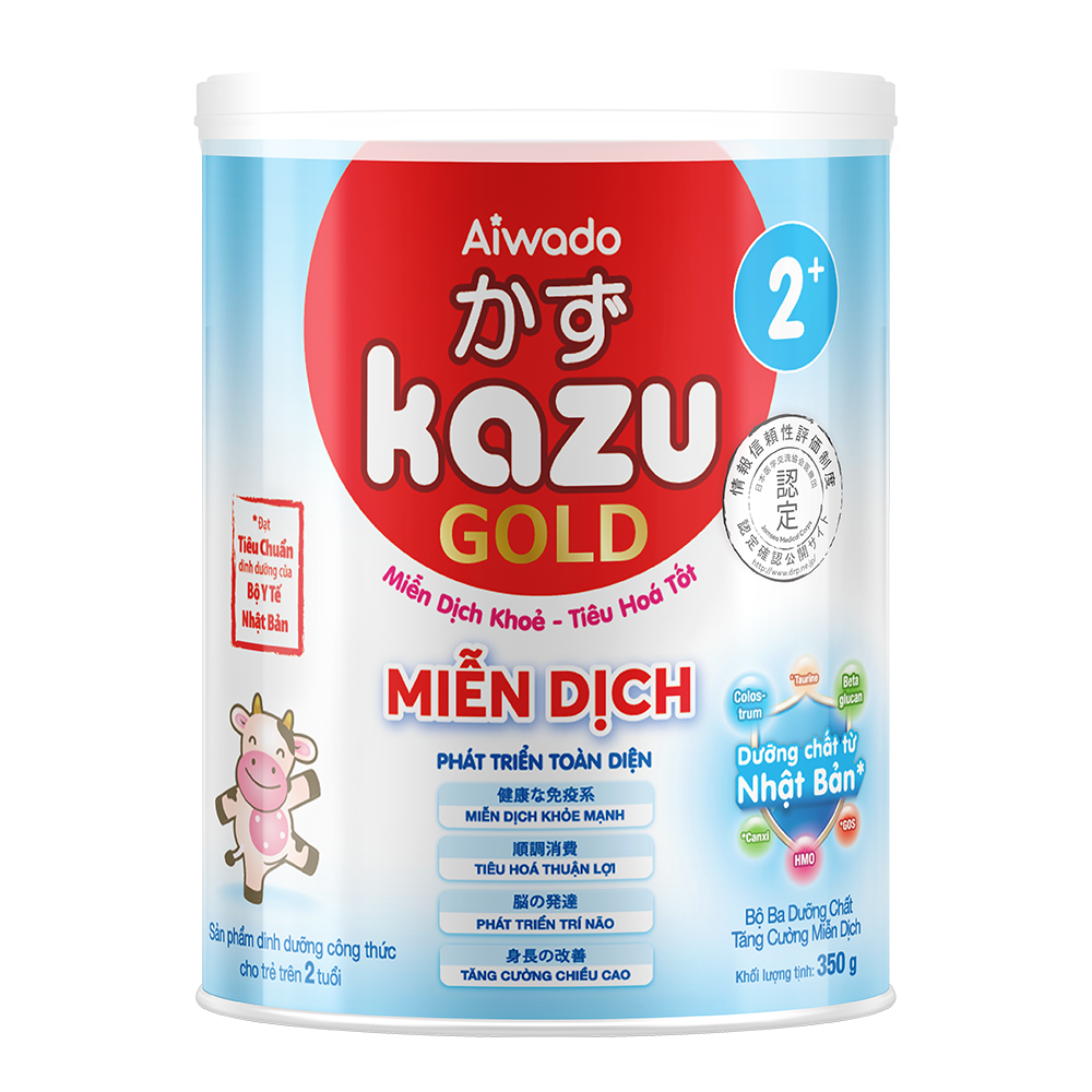 [Tinh tuý dưỡng chất Nhật Bản]  Sữa bột KAZU MIỄN DỊCH GOLD 350g 2+ (trên 24 tháng)