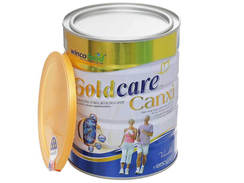 Sữa bột Wincofood GoldCare Canxi: dinh dưỡng ít béo ngừa tiểu đường, bổ sung canxi giúp xương chắc khỏe, MUFA, PUFA tốt cho tim mạch, phù hợp cho người từ 30 tuổi trở lên.