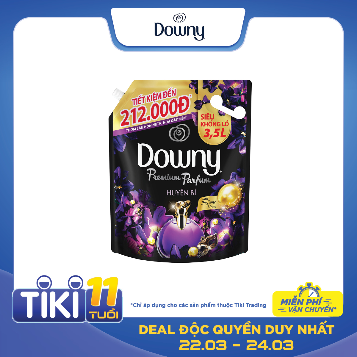 Nước Xả Vải Downy Hương Nước Hoa Huyền Bí (3.5L/ Túi)