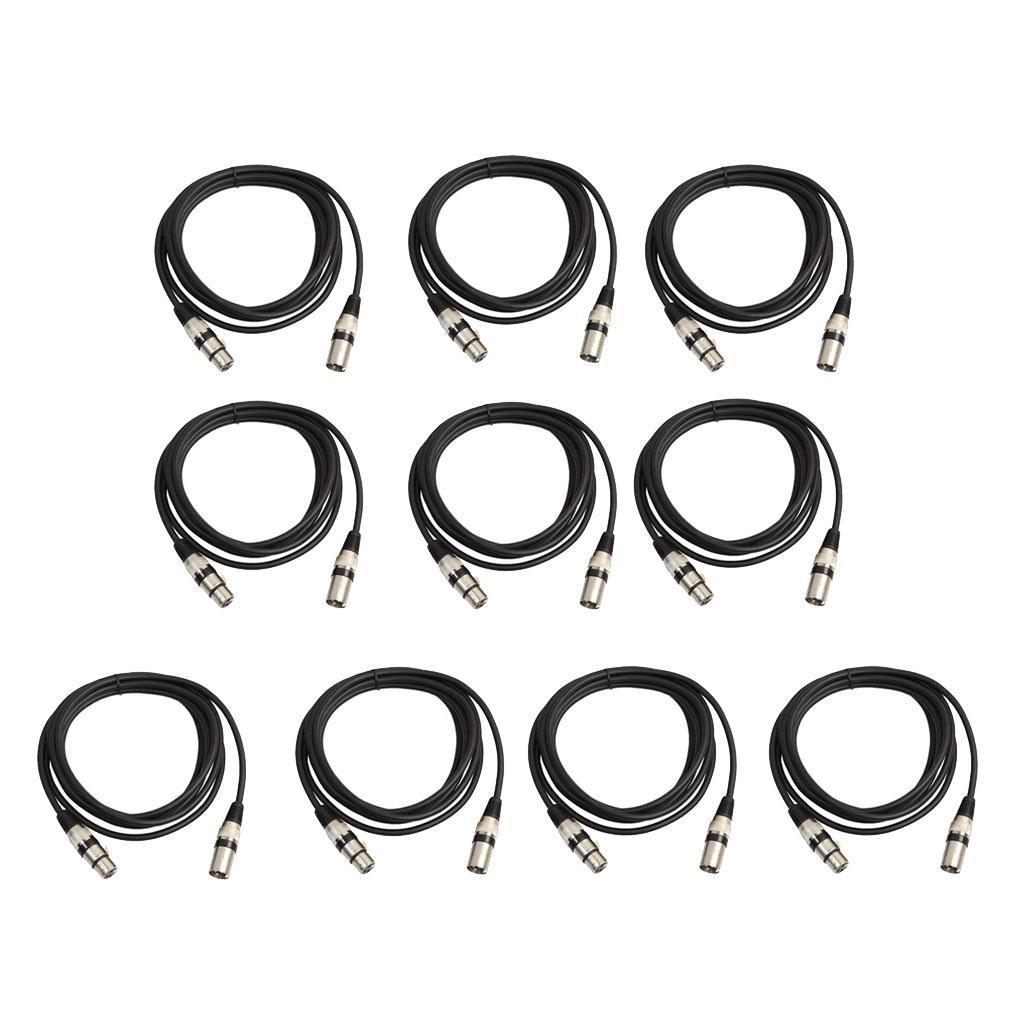 10pcs Beautiful and Durable DMX Signal Cable XLR Male to Female Cable 9.84ft
