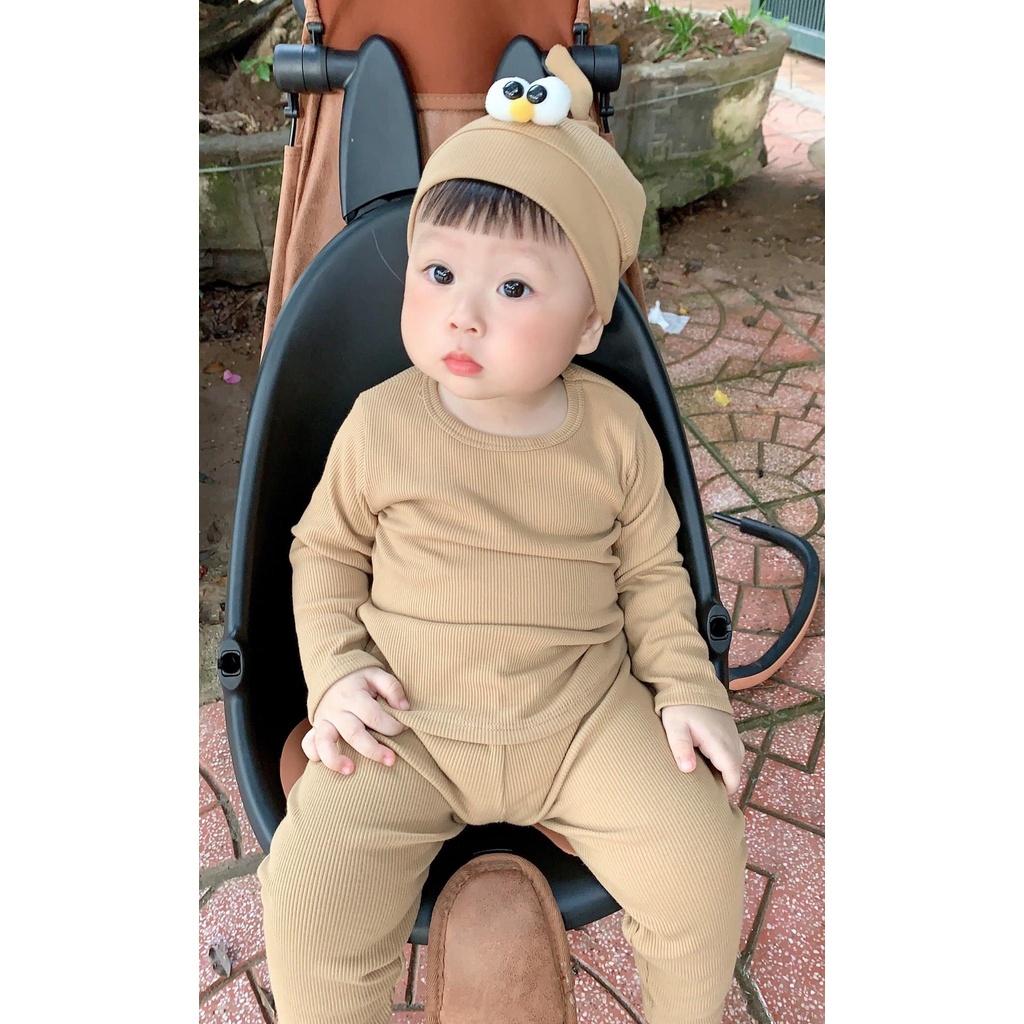 Bộ dài tay thun gân kèm nón mắt Minky Mom cho bé trai bé gái từ 5-15kg
