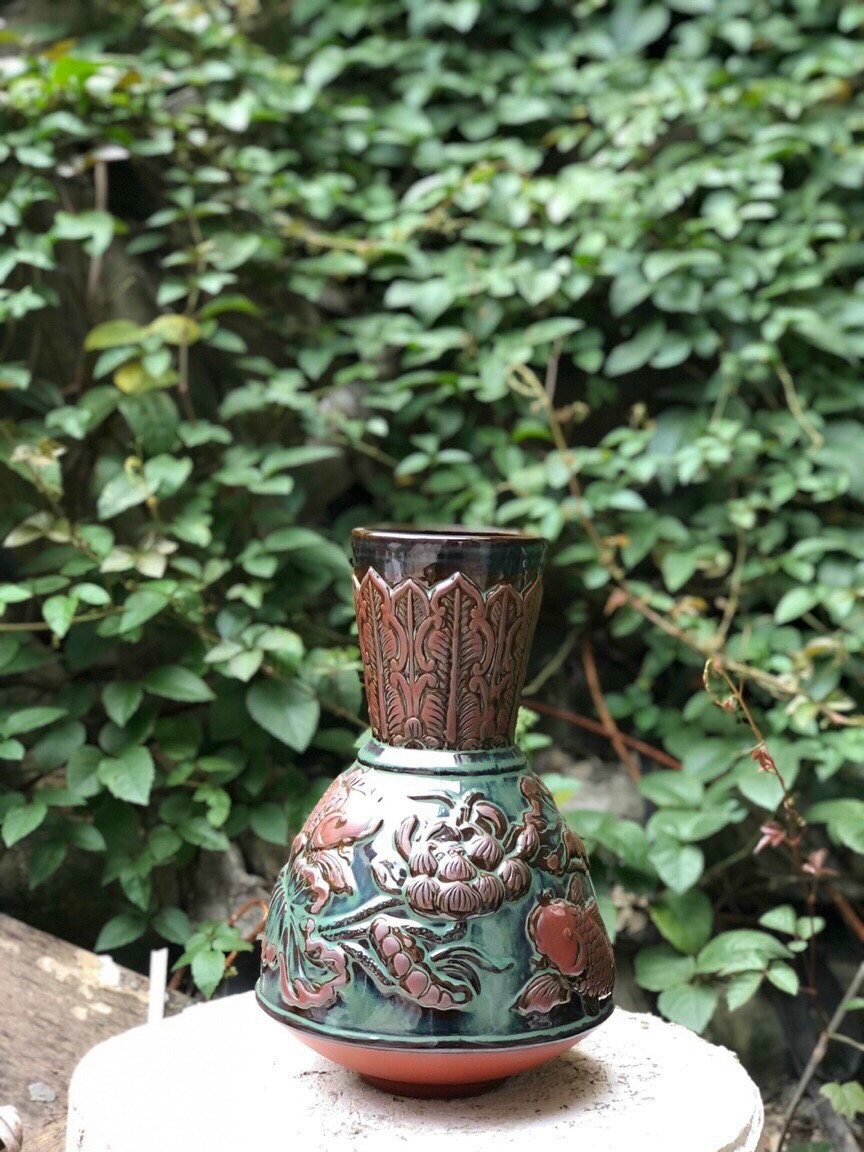 Bình hoa trang trí-Dáng Chum Vẽ Sen