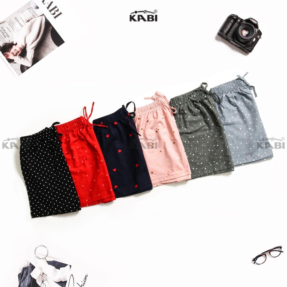 Quần đùi nữ KABI quần short ngắn thun cotton mặc nhà mặc ngủ hoa văn không túi thoáng mát dễ thương