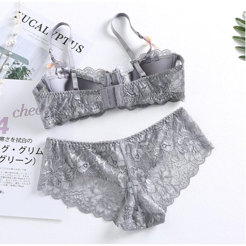 Bộ Đồ Lót Ren Mềm Có Gọng Đệm Mỏng Cup Ngang Sang Chảnh S391