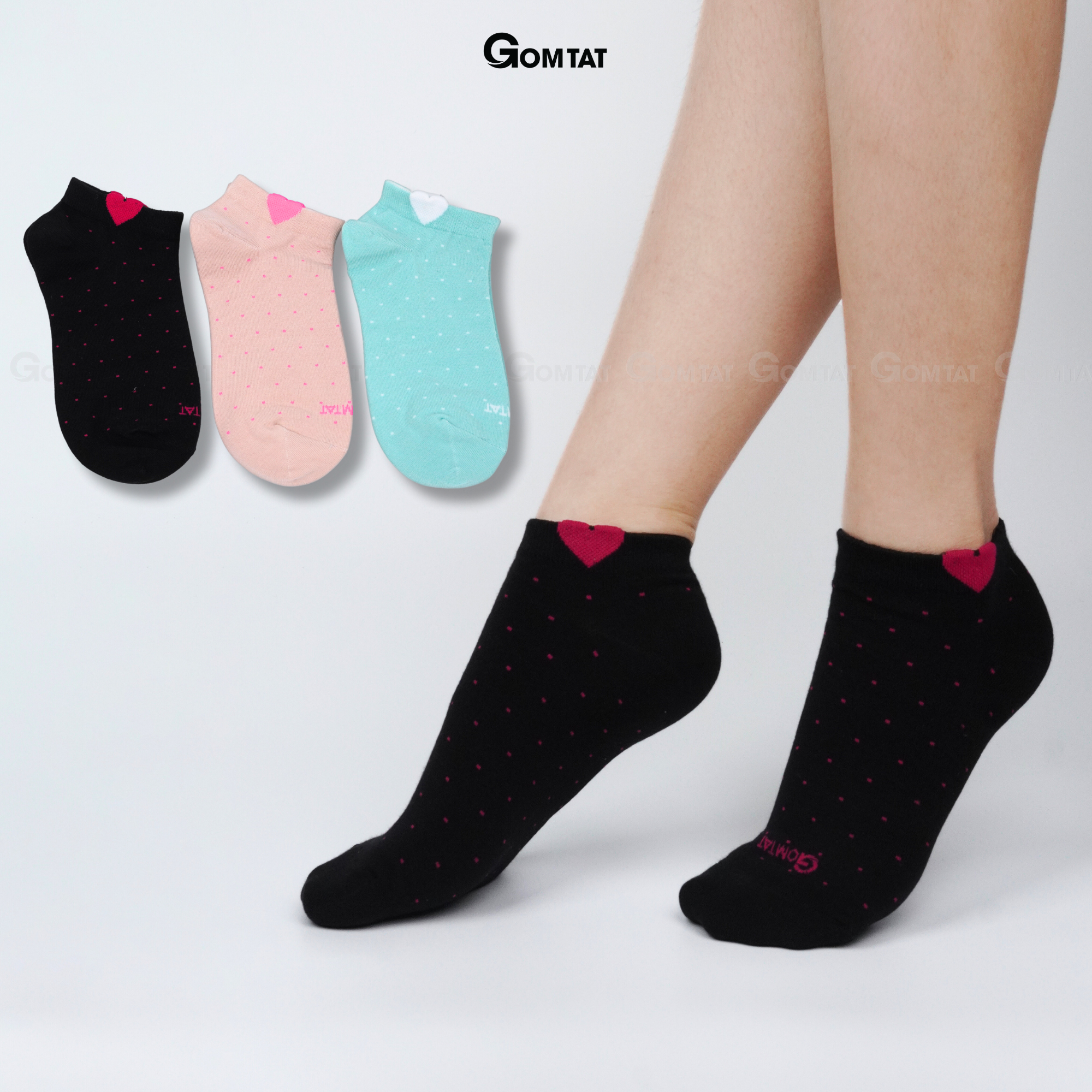 Vớ nữ cổ ngắn GOMTAT, tất nữ chất liệu cotton êm mềm, đi mát - NUNGAN-VSTAR-502