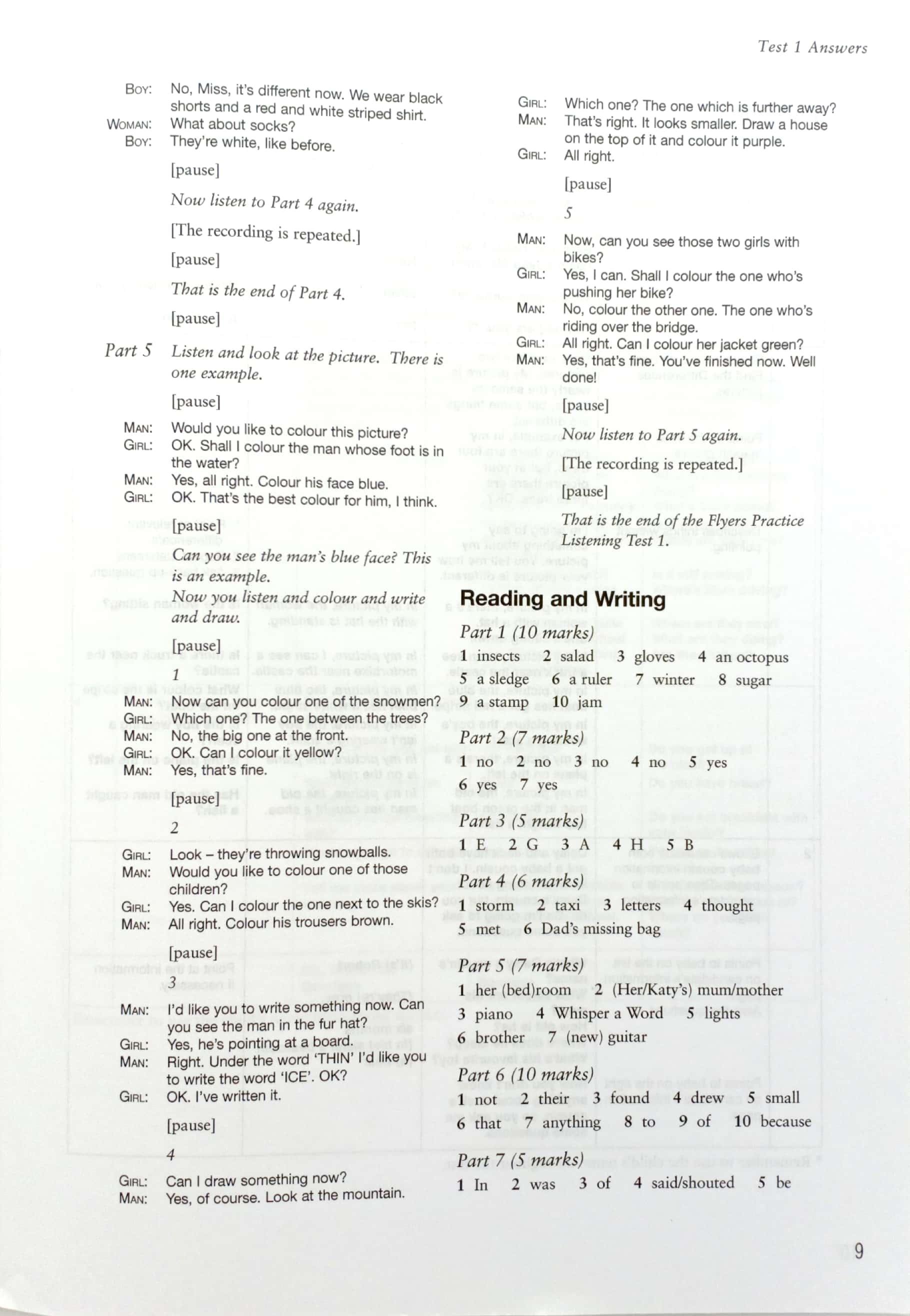 Cambridge Young Learners English Tests 7 Flyers Answer Booklet