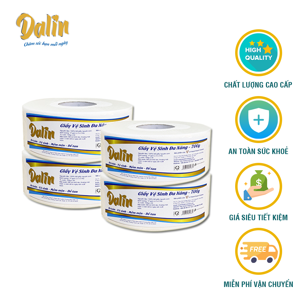 COMBO 4 GIẤY VỆ SINH CUỘN LỚN DALIN 700G TIẾT KIỆM