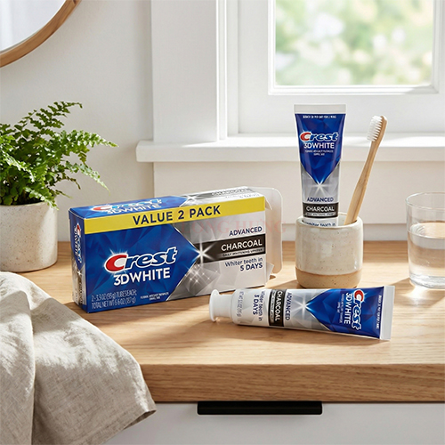 Combo kem đánh răng Crest 3D White Advanced Charcoal (93g x 2) - Hàng chính hãng