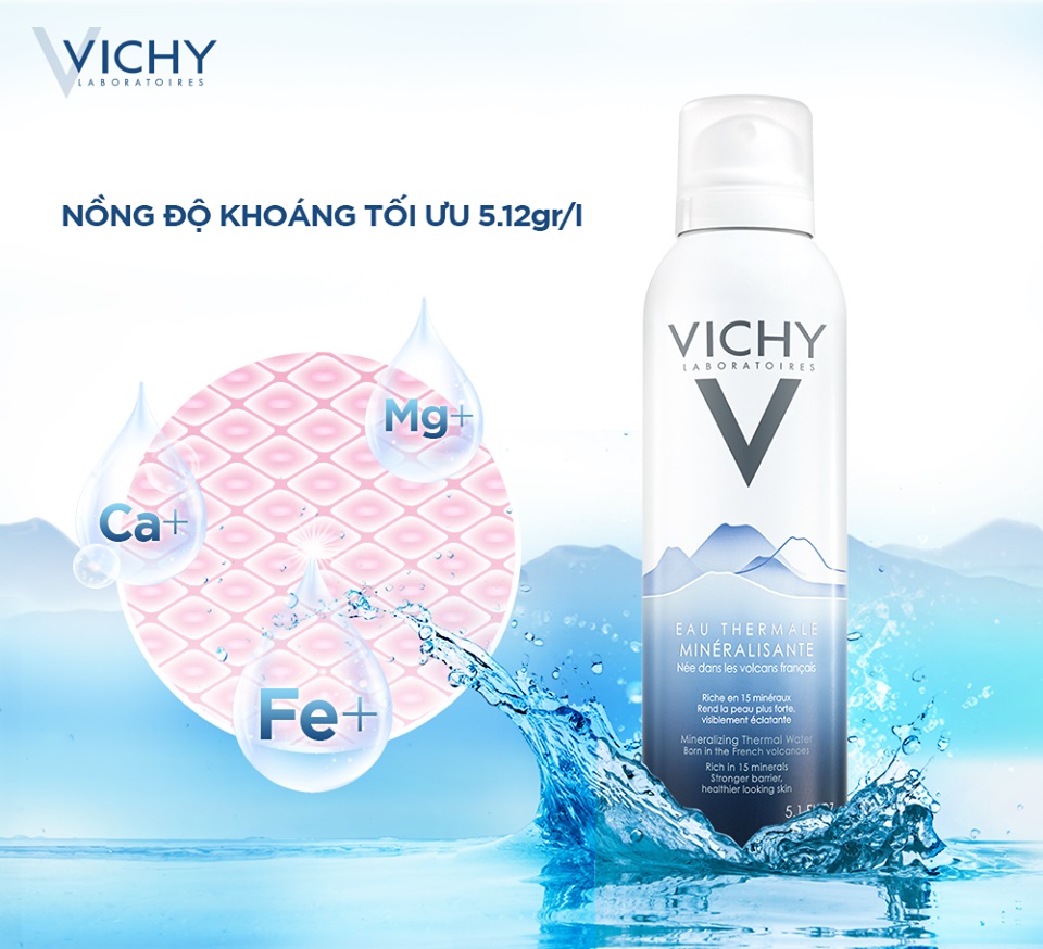 Nước Xịt Khoáng Dưỡng Da VICHY Mineralizing Thermal Water (300ml) - TẶNG MÓC KHÓA