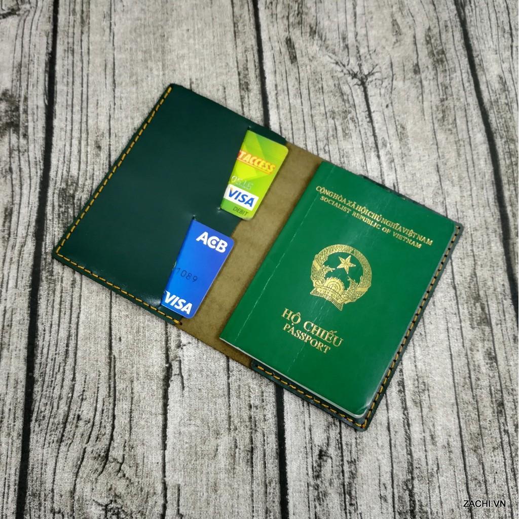 Bóp ví đựng passport, hộ chiếu da bò handmade Dyshop PP619