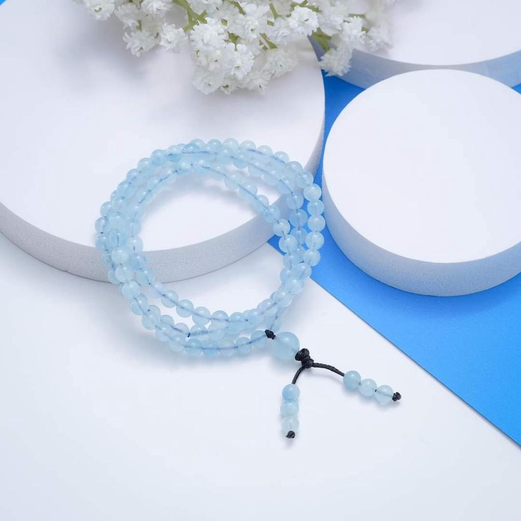 VÒNG TAY CHUỖI 108 HẠT XANH AQUA
