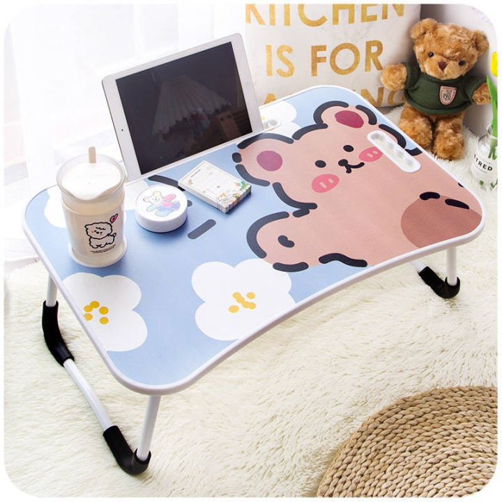 Bàn Học Gấp Gọn Có Khe Để Điện Thoại, Máy Tính Bảng, Khay Để Ly - Hàng Loại 1 (Giao ngẫu nhiên)