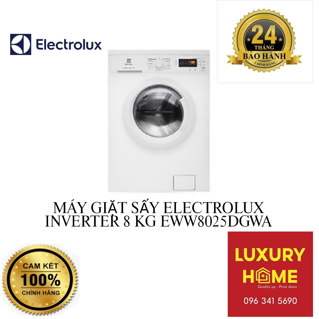 MÁY GIẶT SẤY ELECTROLUX INVERTER 8 KG EWW8025DGWA - HÀNG CHÍNH HÃNG