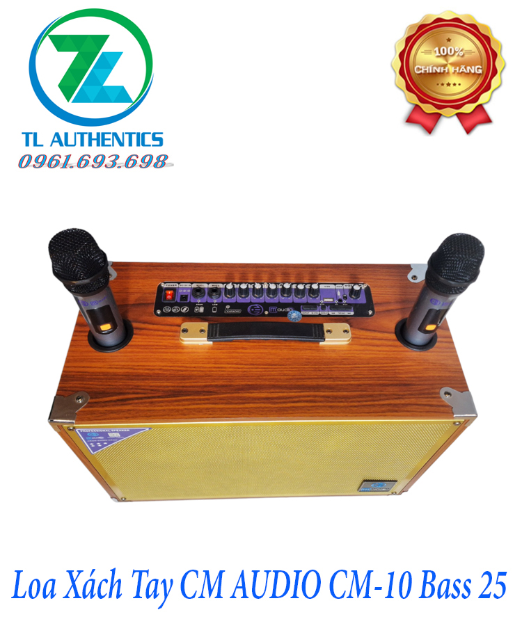 Loa Xách Tay C M audio Model CM-10 bass 25 8 nút điều chỉnh Vỏ gỗ sơn bóng mặt lưới kim loại hàng chính hãng nhập khẩu mẫu mới nhất 2024 bảo hành 6 tháng