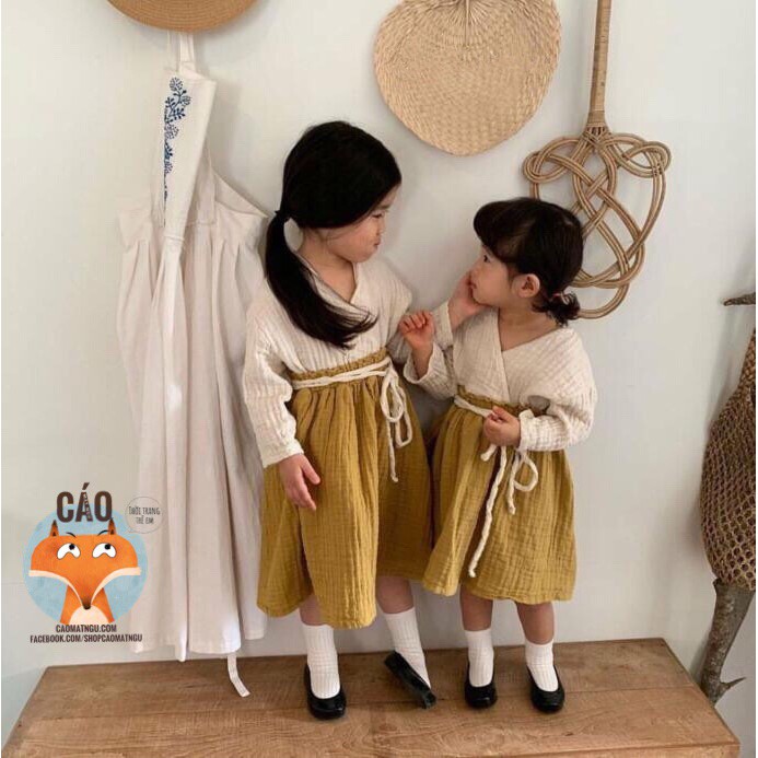 Đầm đũi Vintage kiểu Hàn Quốc bé gái