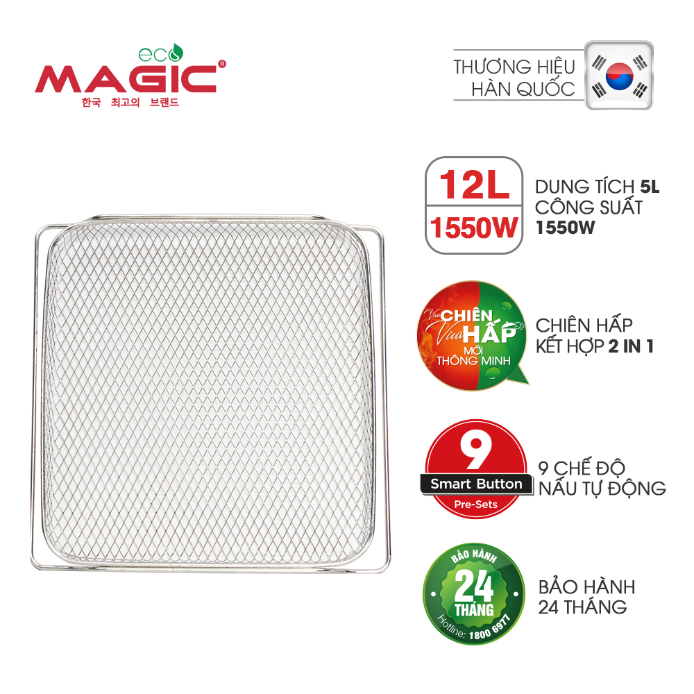 Nồi chiên không dầu kết hợp hấp Magic Eco S12 12L - Hàng chính hãng