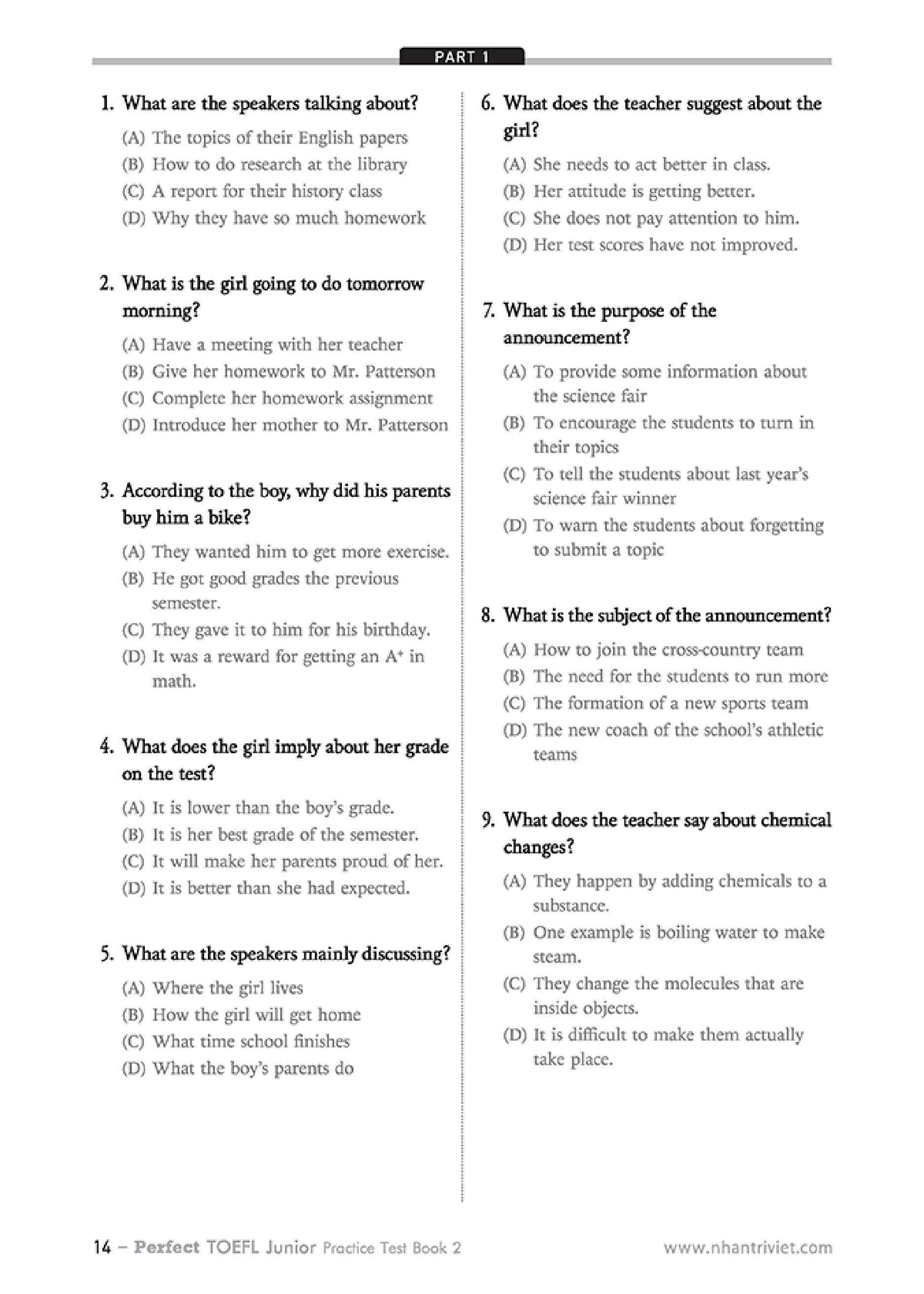 Perfect Toefl Junior  Book 2 (Kèm CD)