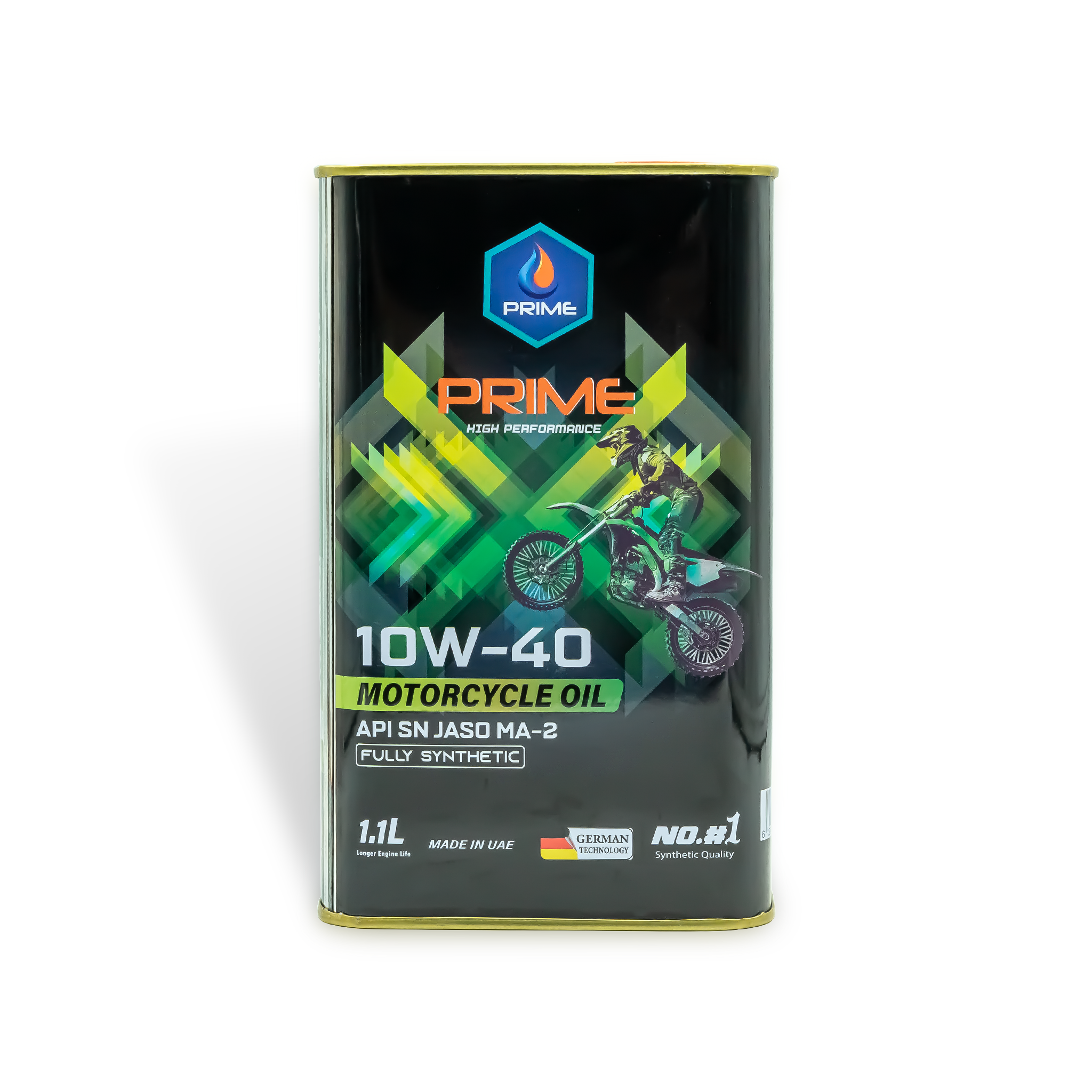 Nhớt tổng hợp toàn phần PRIME 10W40, SN, MA2, Fully Synthetic - Lon vuông 1.1L PRIME Lubricants Nhập Khẩu Dubai