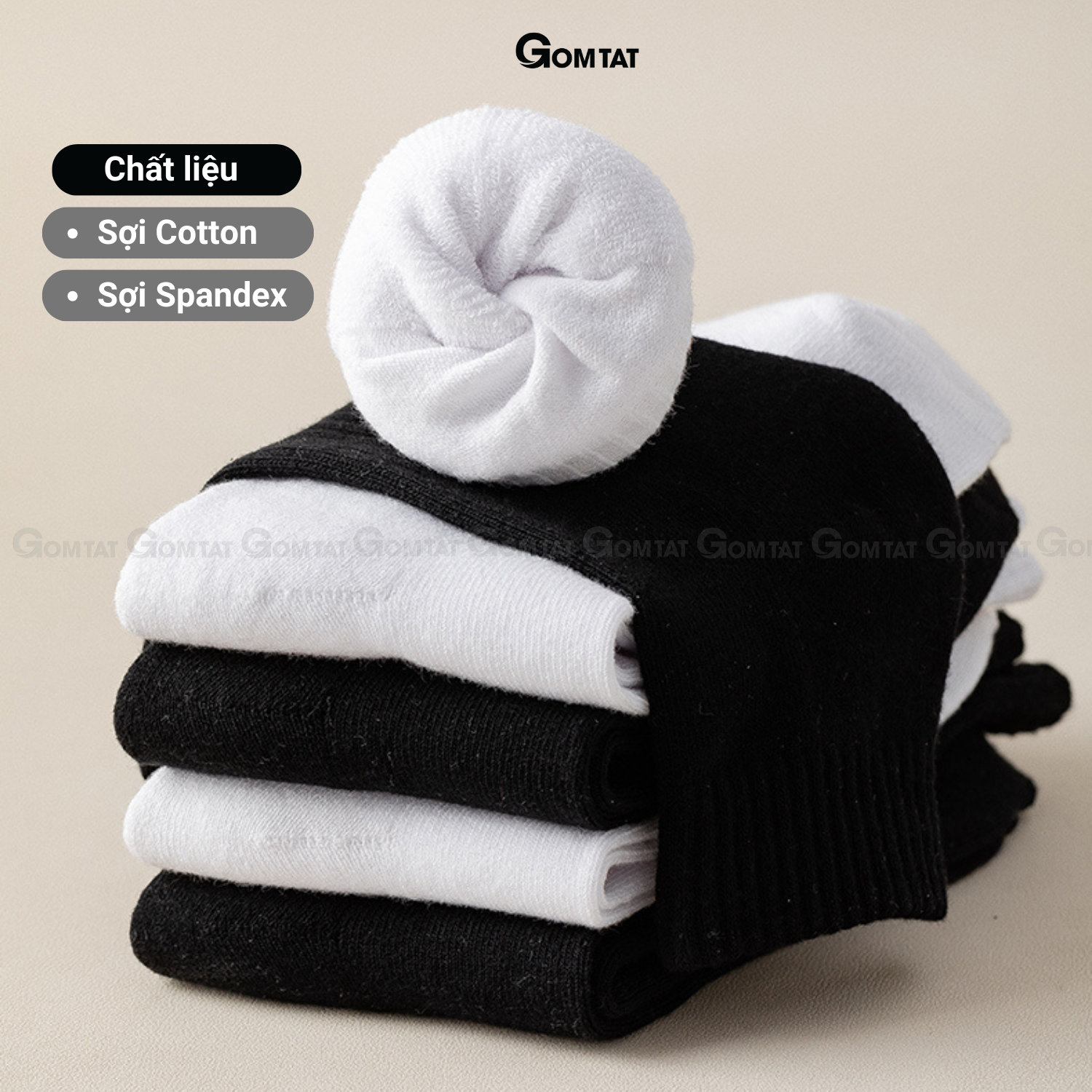 Tất vớ trơn lót xù nam nữ cổ cao, lửng GOMTAT thiết kế giữ ấm mùa đông chất liệu cotton êm chân - TATXU-COCAO-TRON