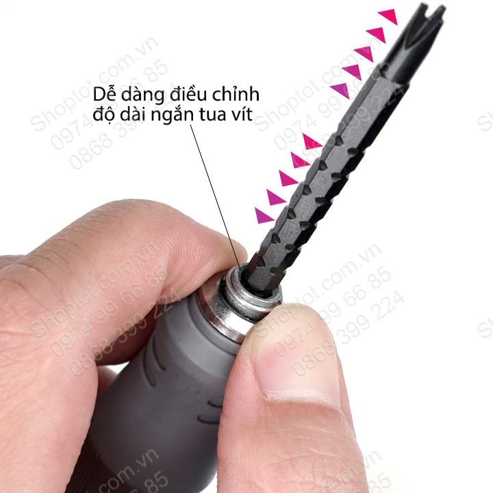 Bộ tua vít đa năng thông minh với 17 chi tiết khác nhau, có thể thay đổi chiều dài tiện dụng