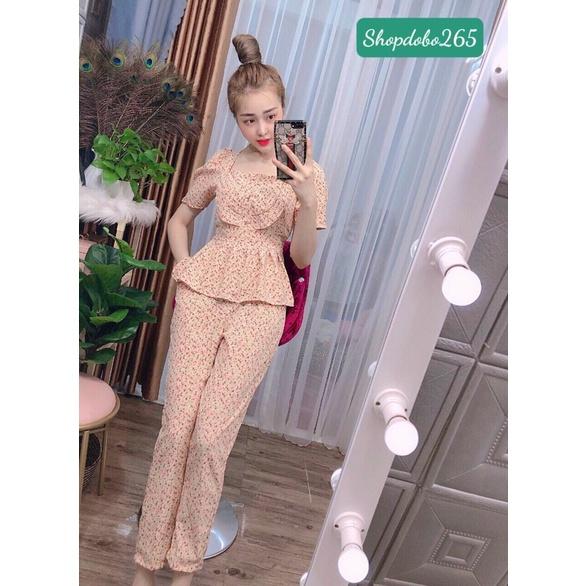 Đồ bộ nữ,đồ ngủ mặc nhà vải lụa BD 28 họa tiết hoa nhí siêu cưng size 45-57kg.