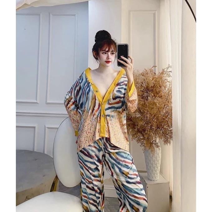 Bộ Đồ Mặc Nhà ️Đồ Ngủ Pijama Lụa Cao Cấp Siêu Mát Mềm Mịn - ELSA