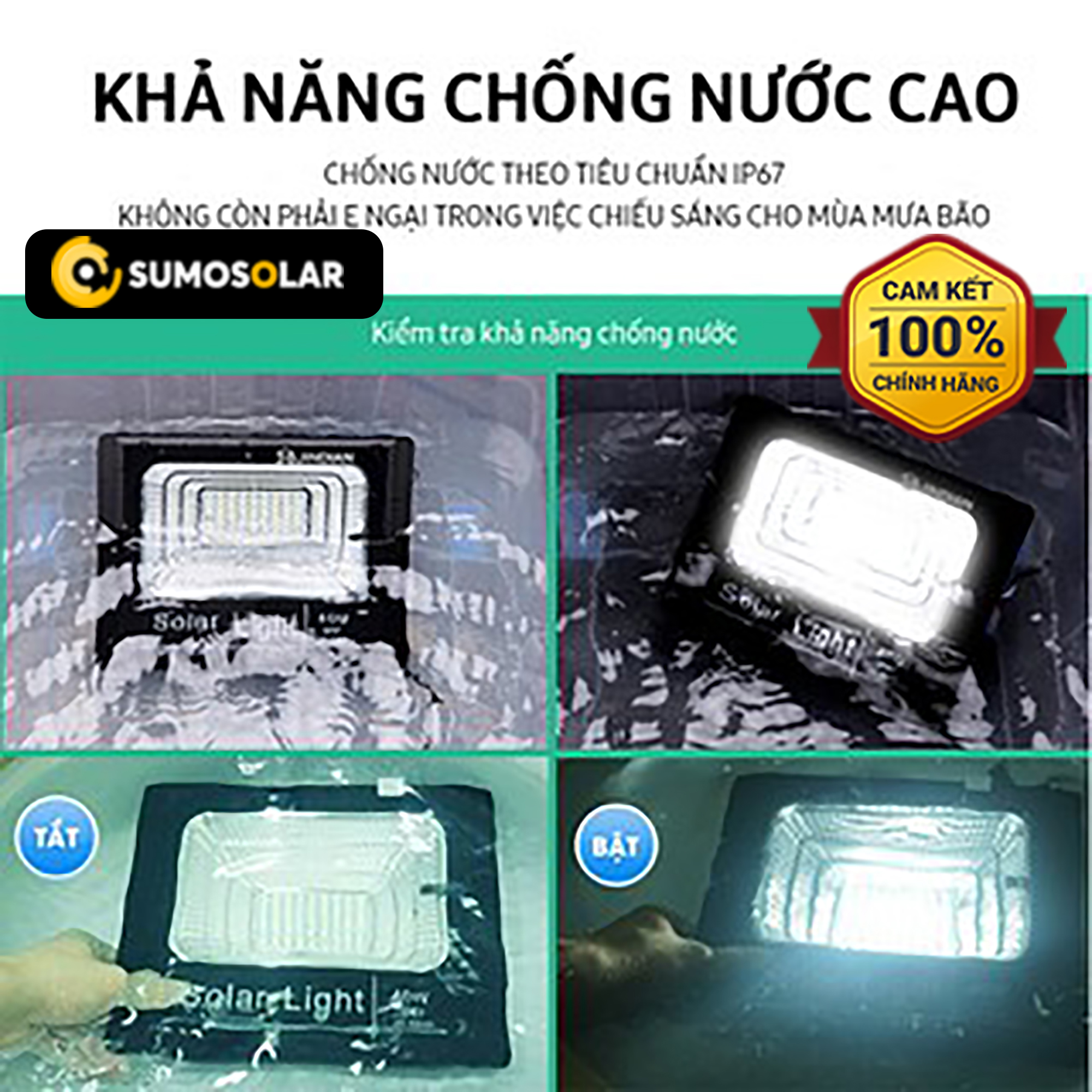 Đèn Pha sạc bằng Năng lượng mặt trời (100W) JM-JTG25100 – TN07 - Sumosolar