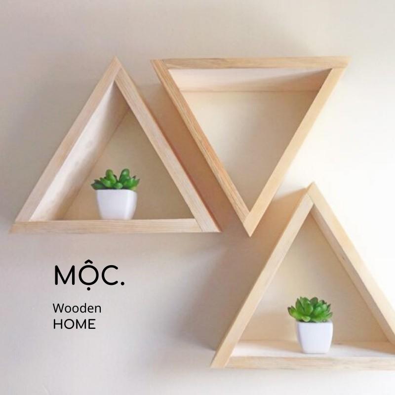 Kệ Gỗ Tam Giác Trang Trí Tường/ Triangle Wood Shelf Decor - Mộc. Home