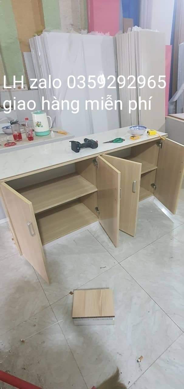 Tủ bếp mini nhựa đài Loan ốp mặt gạch