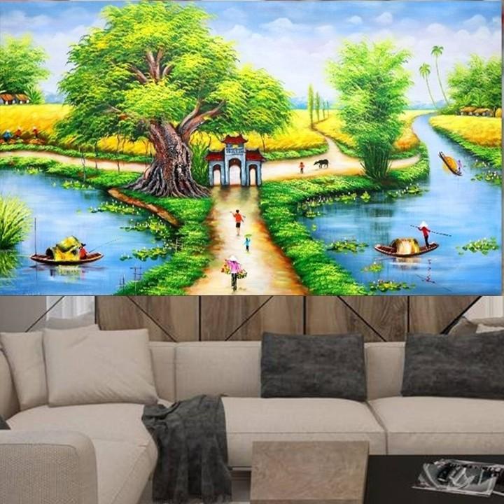 Tranh thêu quê hương thanh bình LV3041 - kích thước: 96 * 57cm.
