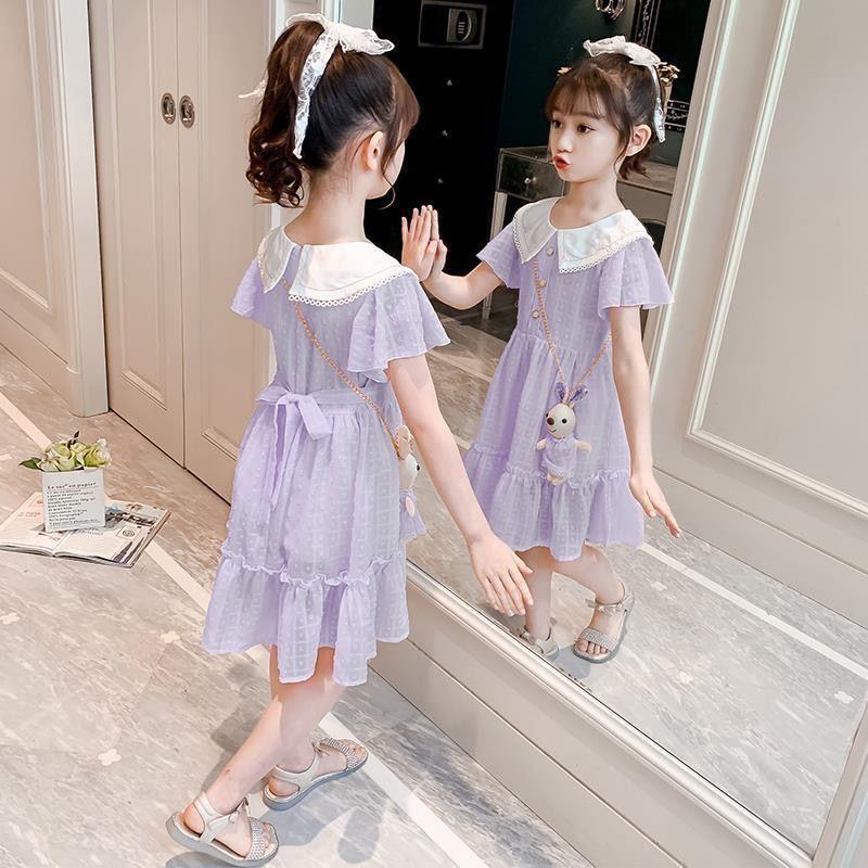 CHENGRUI Cô gái ăn mặc mùa hè trang phục mùa hè 2022 phong cách phương Tây lớn trẻ em mùa hè váy lưới đỏ cô gái nhỏ váy công chúa