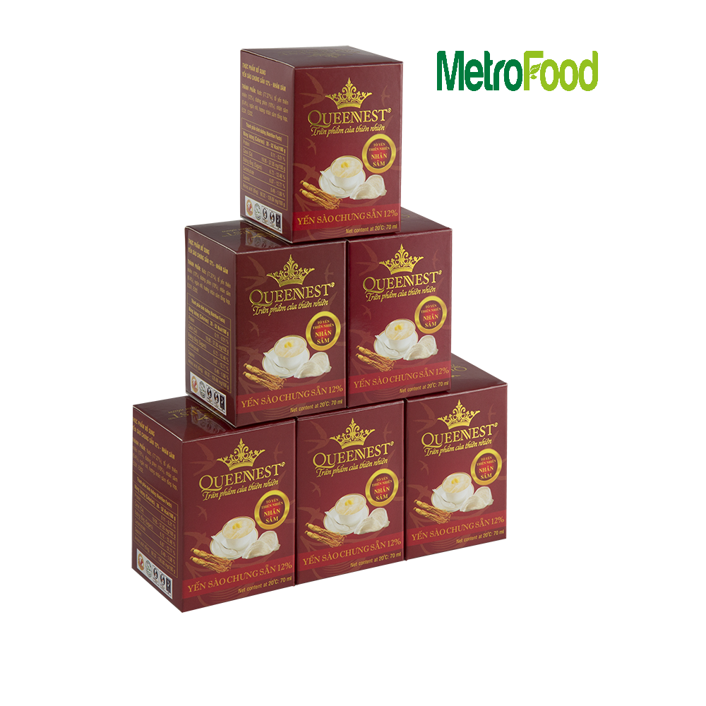Lốc 06 hũ yến Sâm 12% 70ml- yến QUEENNEST