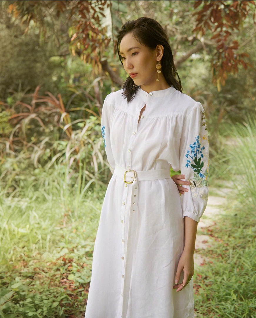 Đầm Linen Thêu Tay Mơ DRE206 thời trang thiết kế Hity