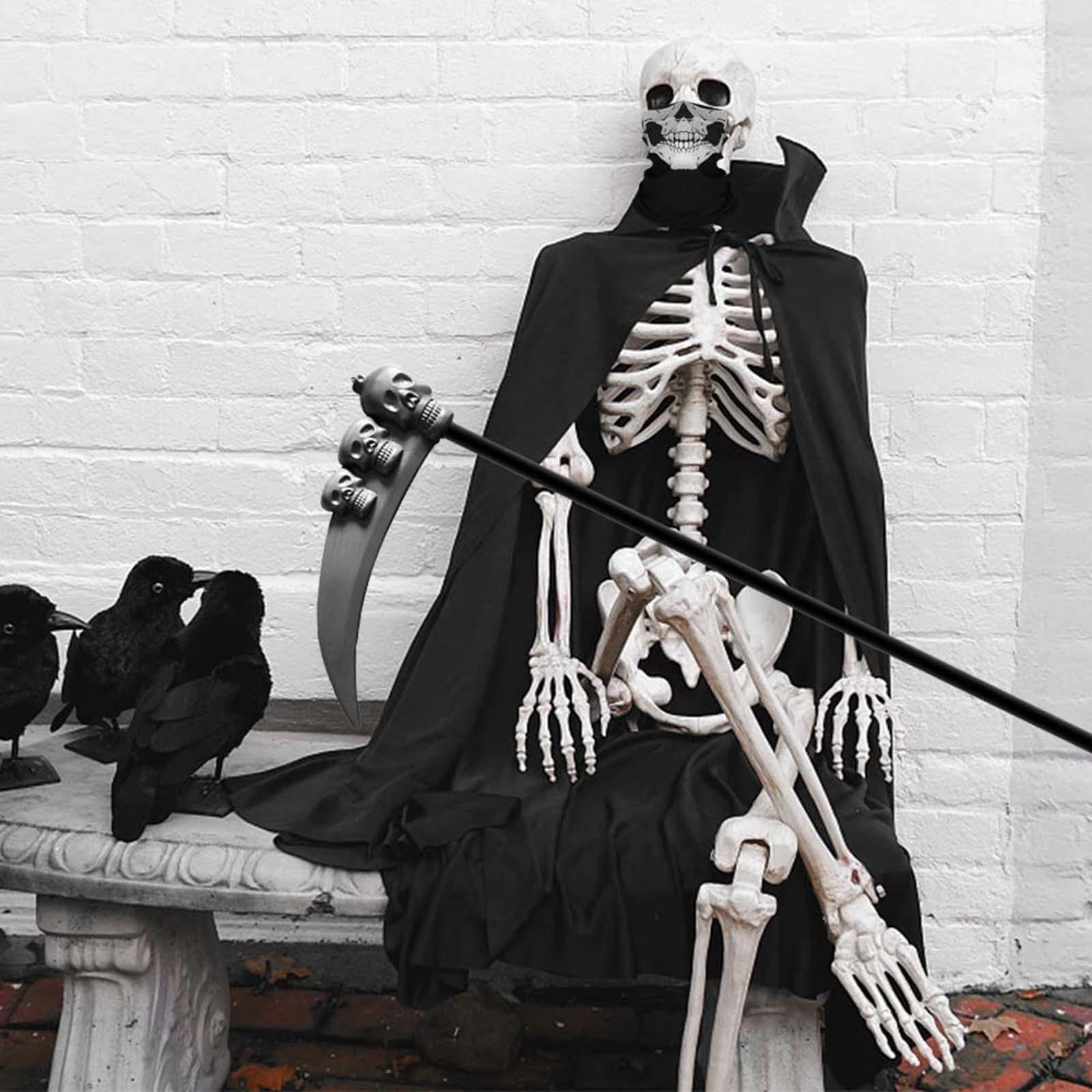 Halloween Grim Reaper Costume Set Hooded Cape Cloak for Masquerade