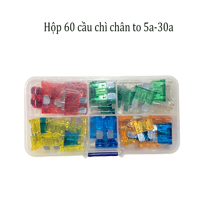 Bộ 60 Cầu Chì chân to Dự Phòng cho Xe Hơi, Xe Máy, Xe Tải