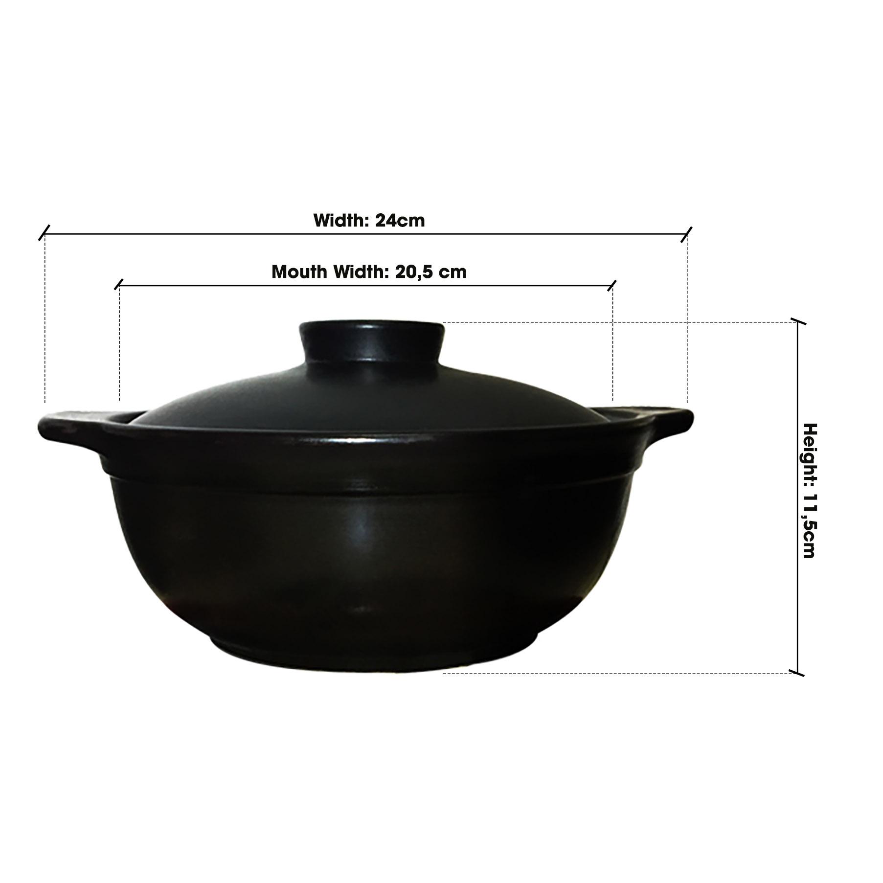 Nồi sứ nắp thủy tinh 1200ml NodaCook - Đen