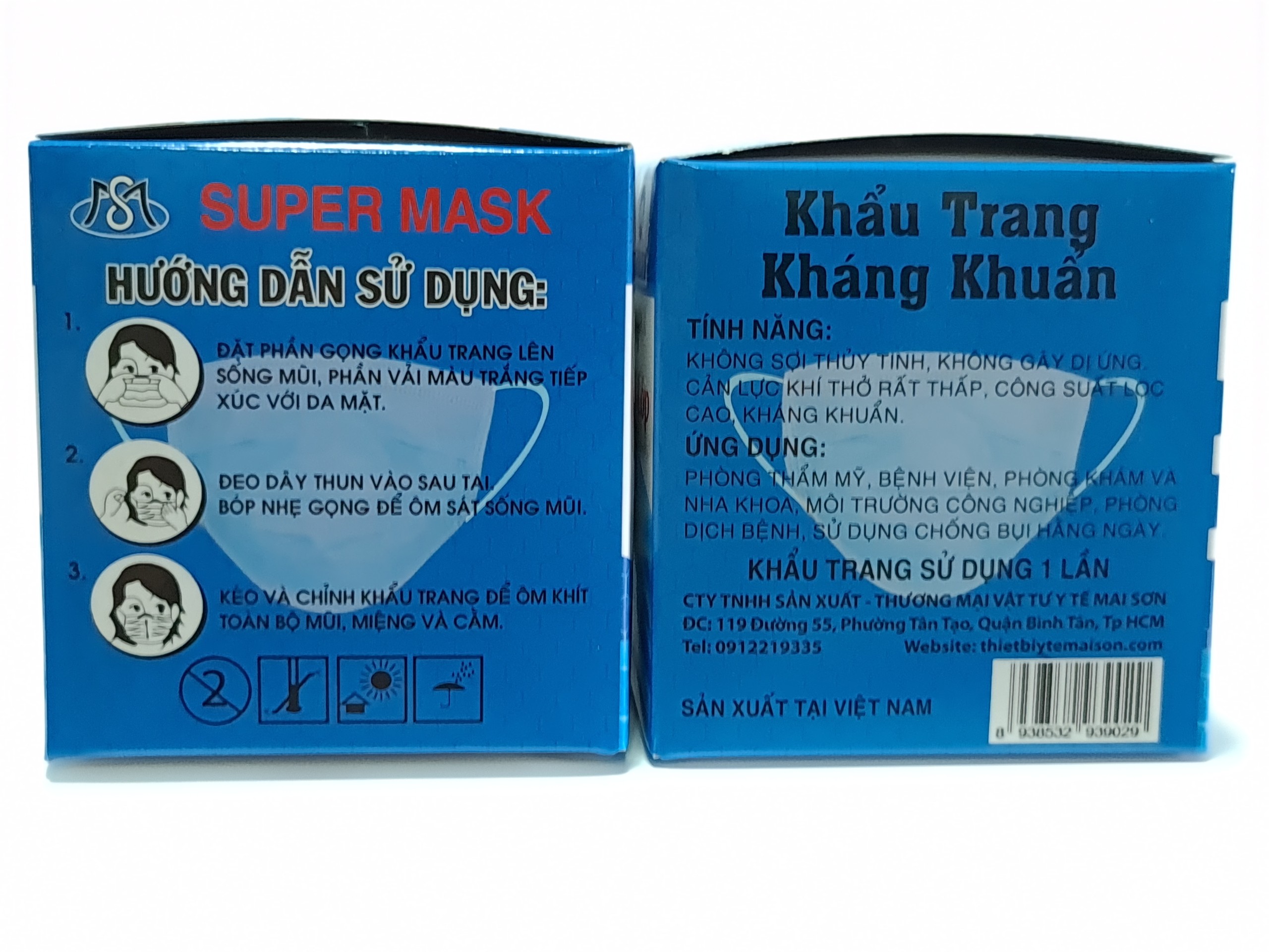 Combo 05 hộp khẩu trang y tế kháng khuẩn Super Mask ( 04 lớp, hộp 50 cái)