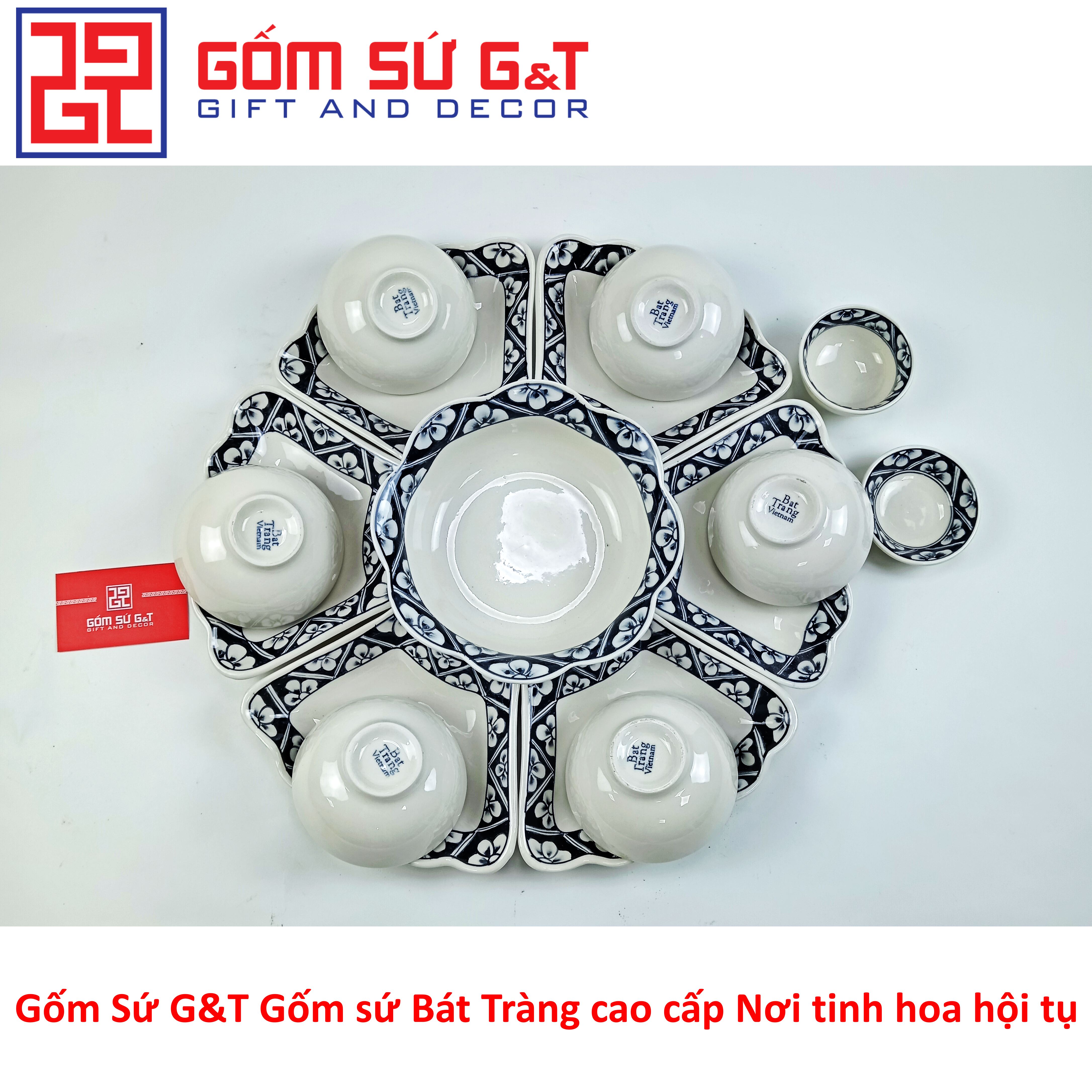 Bộ đồ ăn mặt trời vẽ băng đào tràm Gốm Sứ G&amp;T