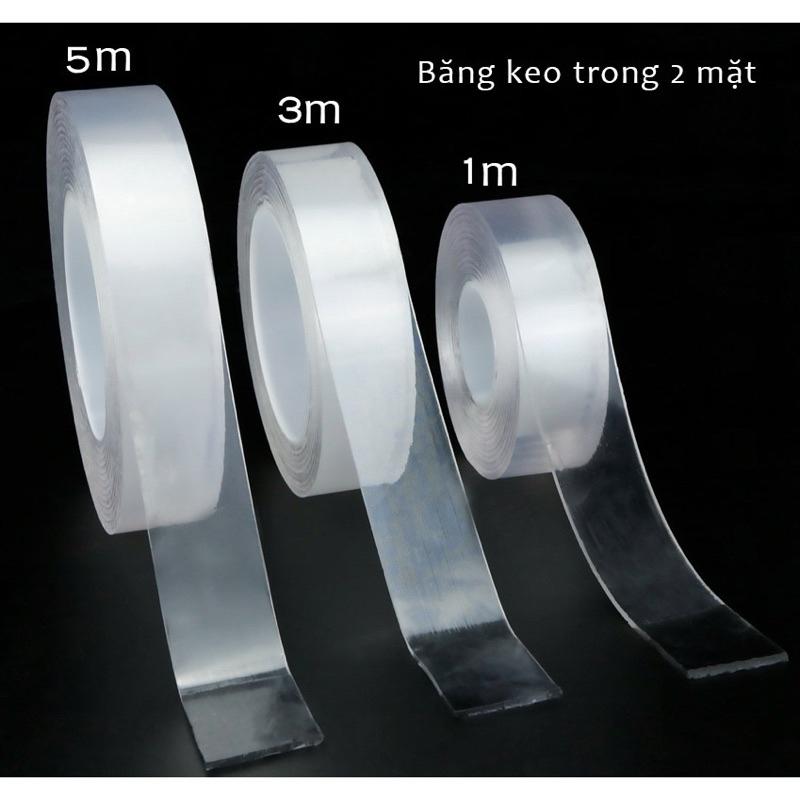 Acrylic, Keo 2 mặt trong suốt siêu dính, chóng nước, Độ dày : 1mm, khổ 1cm * 1 mét