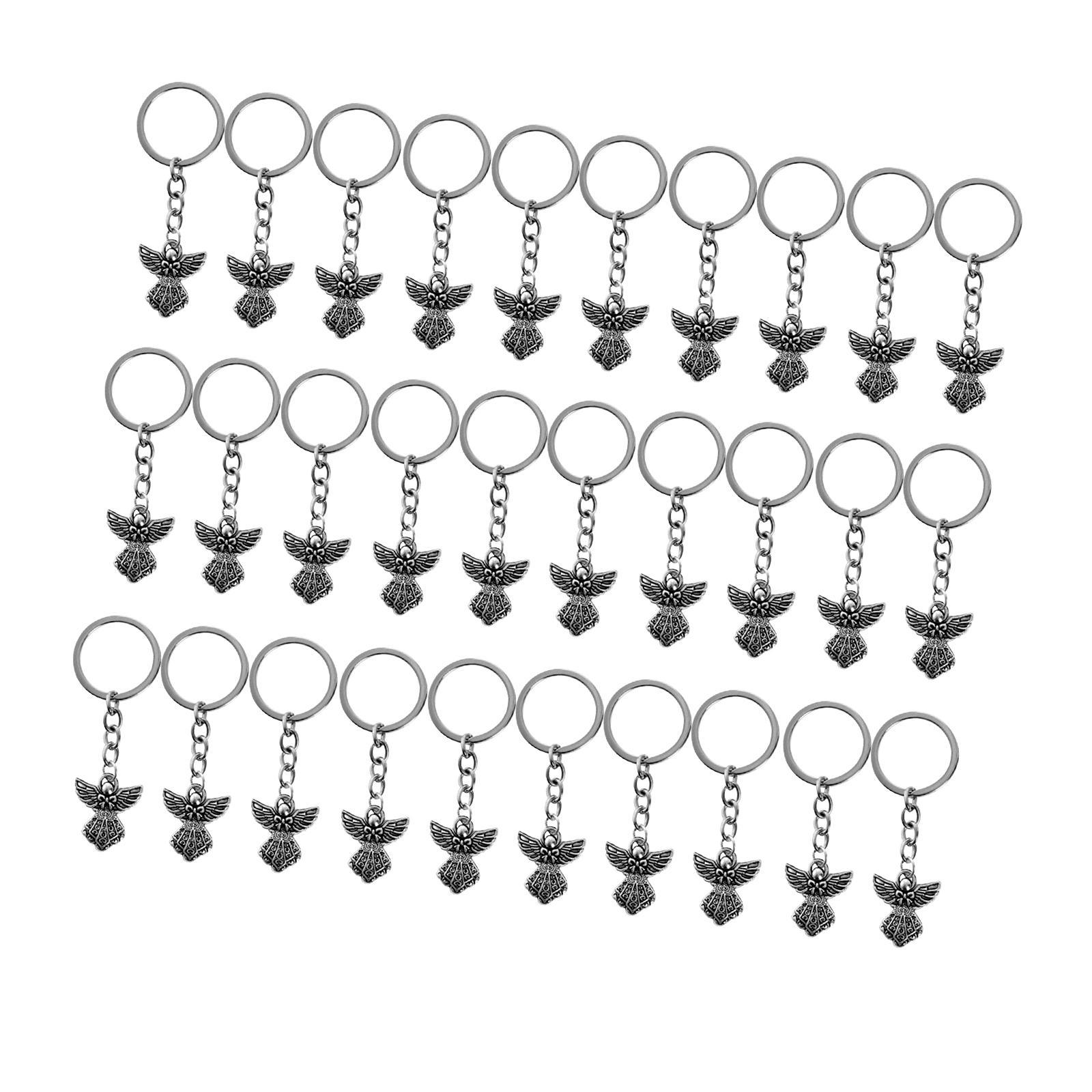 30Pack Angel Keychain Charm Pendant Vintage Key Chain for Wedding Party Favors