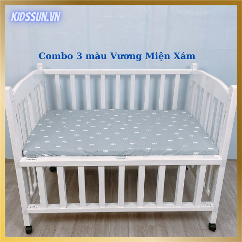 Giường Cũi  - Nôi Cũi Cho Bé Từ Sơ Sinh Đến 3-4 Tuổi - Chất Liệu Gỗ Quế Màu Trắng - Combo 3 Sản Phẩm - Kích thước 70 x 110 x 86cm ( R x D x C )