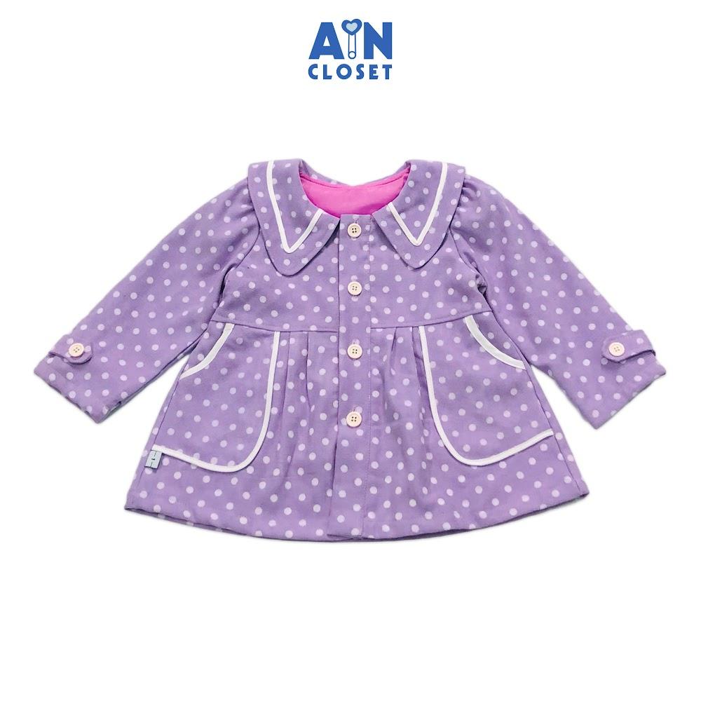 Áo khoác baby doll bé gái họa tiết Bi tím thô nhung - AICDBGRQOVKS - AIN Closet