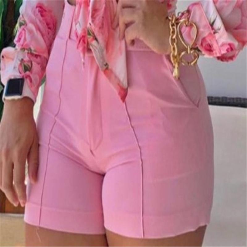 Hai Bộ Nữ Quần Short Lưng Cao Bộ Nữ Đế-Cổ Áo Tay Áo Dài Áo Sơ Mi Nữ Mùa Hè Phù Hợp Với in Hình Dáng, Kích Thước Bộ