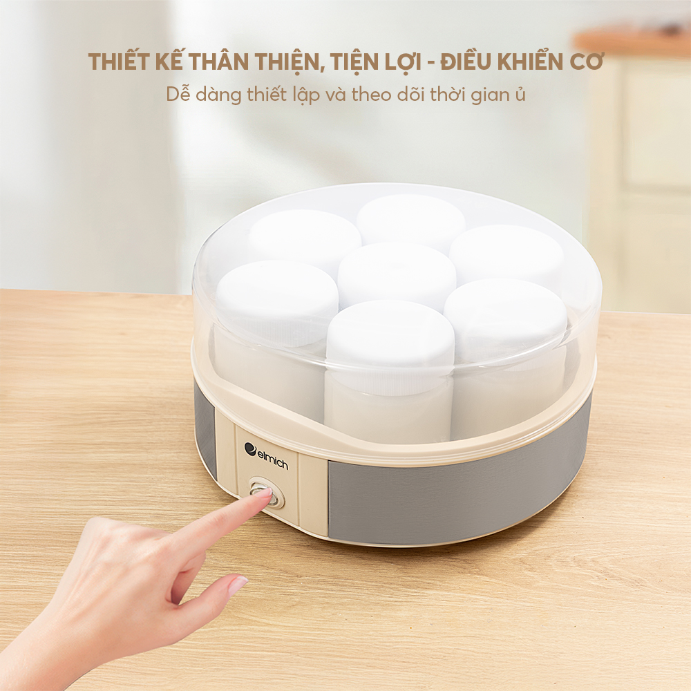 Máy Làm Sữa Chua Elmich YME0298 15W, Hàng Chính Hãng, Điều Khiển Cơ, 7 Hũ Thủy Tinh 200ml - JoyMall
