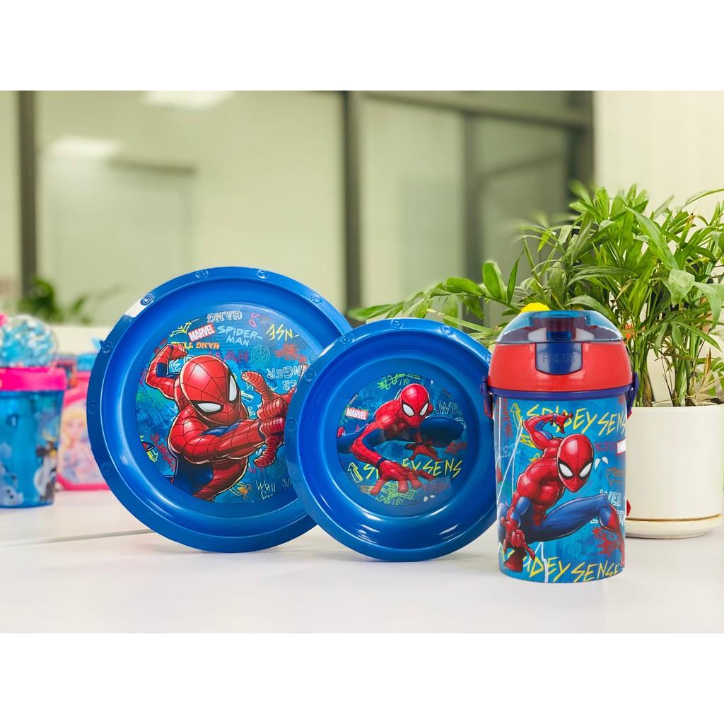 Combo SieuKid Gồm Bát, Đĩa Và Bình Nước Pop Up Canteen Spider-Man Graffiti 450ml Chính Hãng