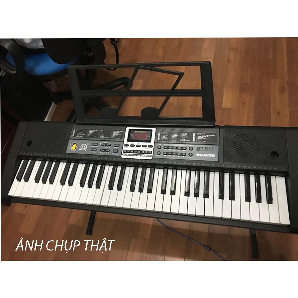 Đàn Piano Điện Keyboard - Đàn Organ Gồm 61 Phím Led Phát Sáng Kèm Phụ Kiện VT161