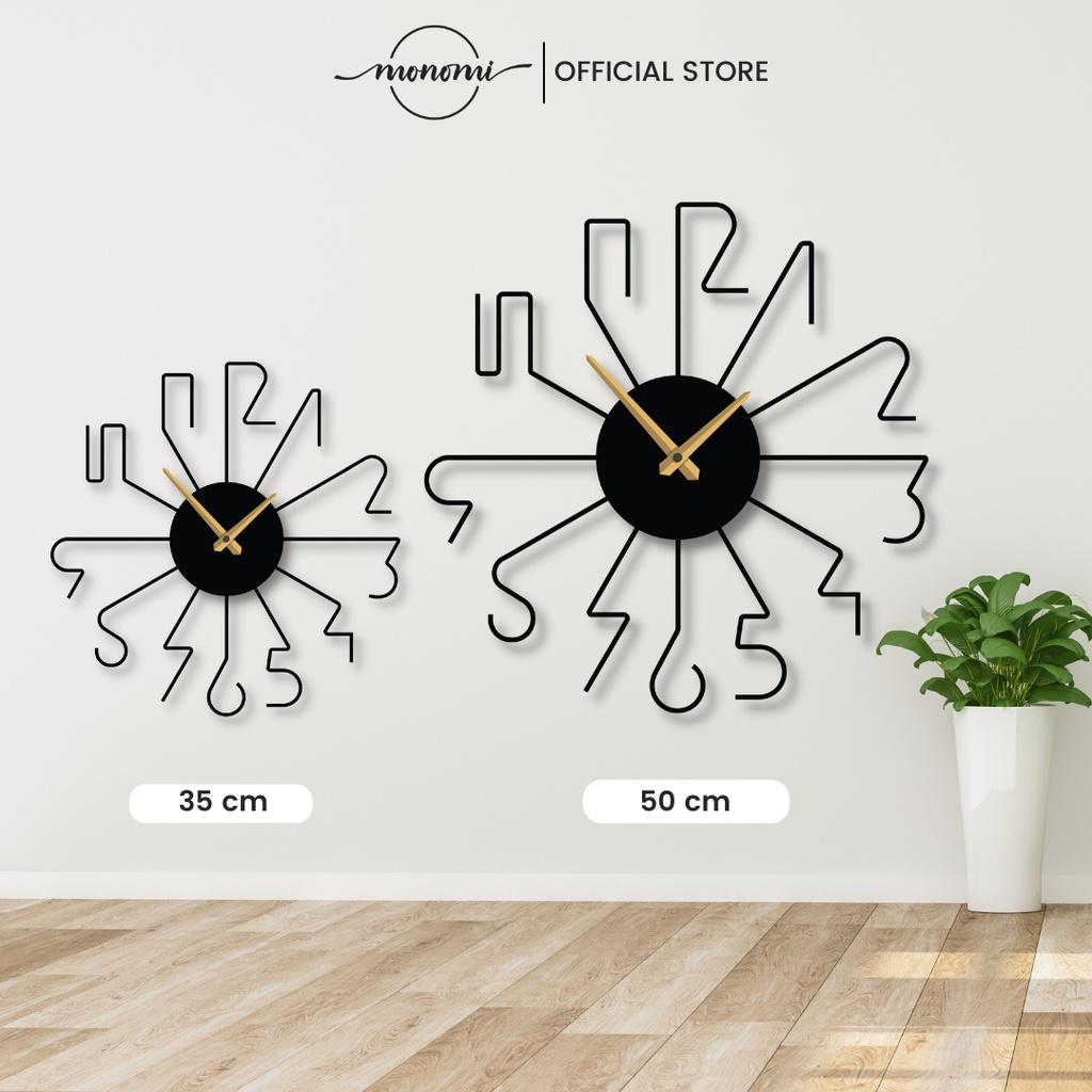 Đồng hồ CNC treo tường Black Minimalist Number, phong cách tối giản, CNC Metal Wall Clock - Monomi C013