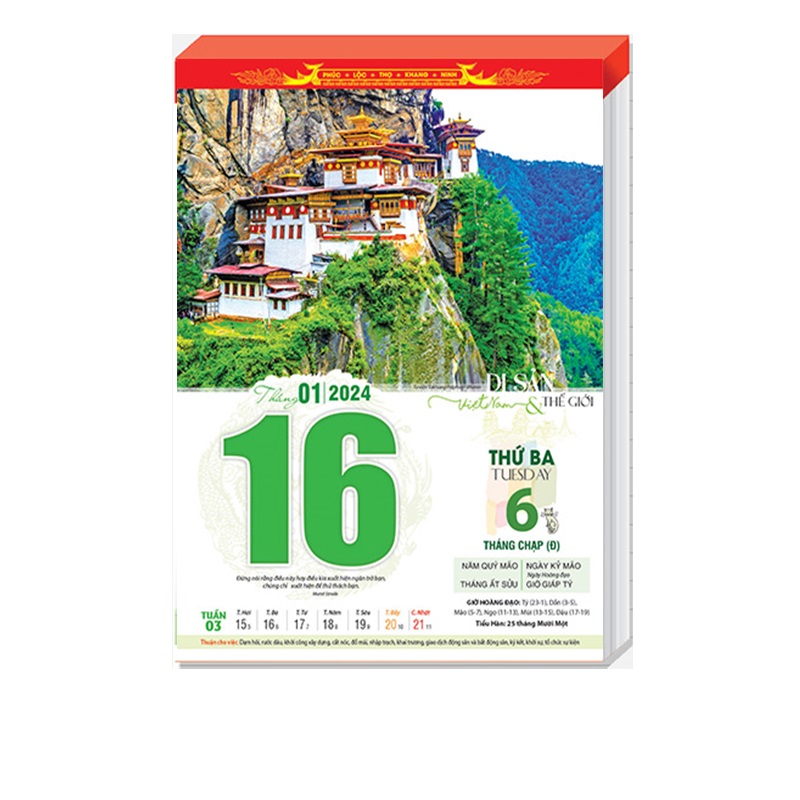 Lịch Bloc 2024 - Bloc lịch cỡ lớn kích thước 30 x 40 cm - NH02