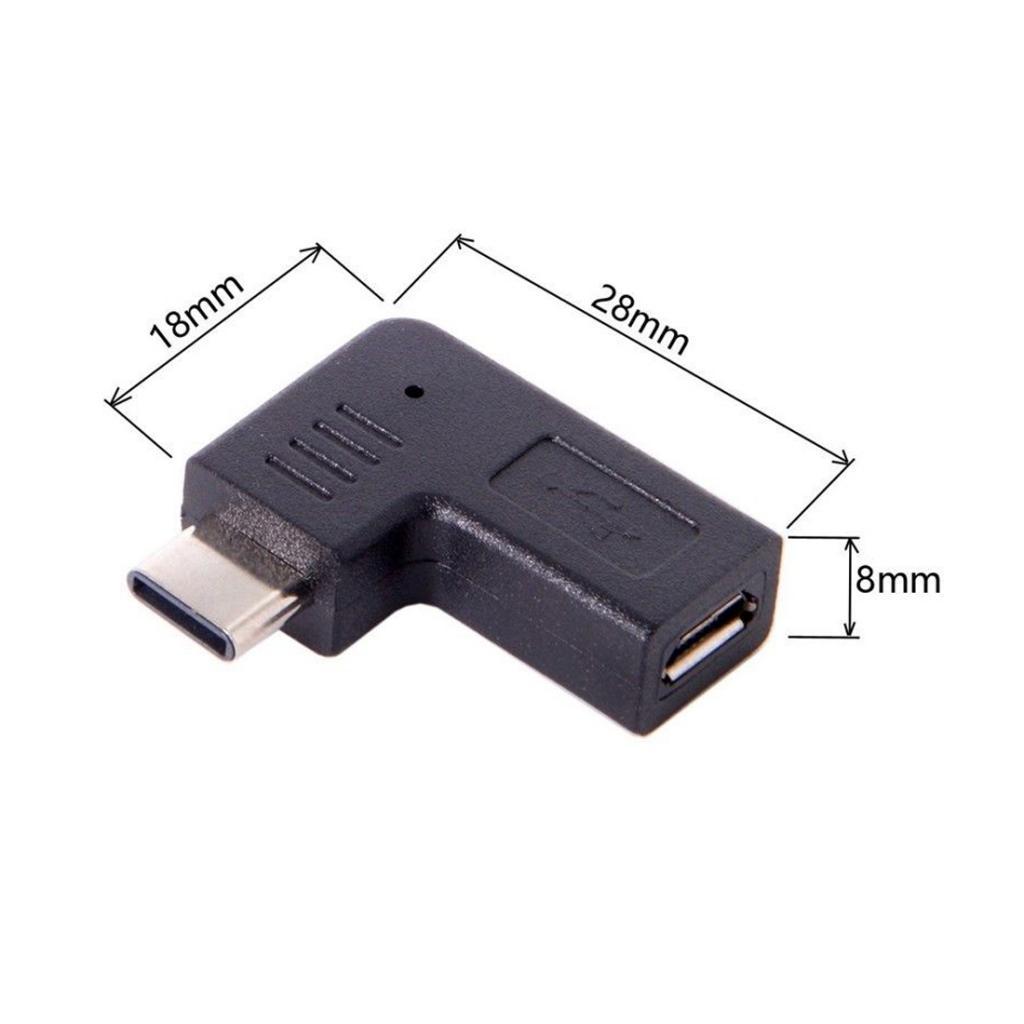 2x 90 Degree Micro USB Female To Type C Male Adapter For Samsung,Huawei,PC