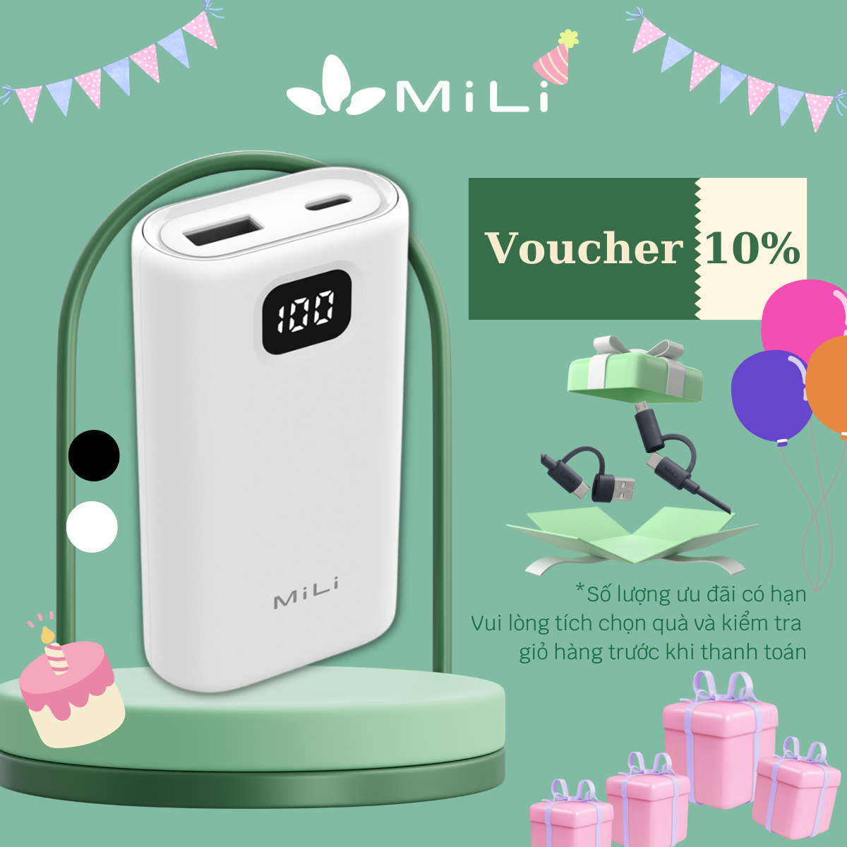 Sạc dự phòng MILI - Power Mini 9,600mAh/35Wh- HB-M09 - Hàng Chính Hãng